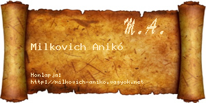 Milkovich Anikó névjegykártya