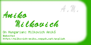 aniko milkovich business card